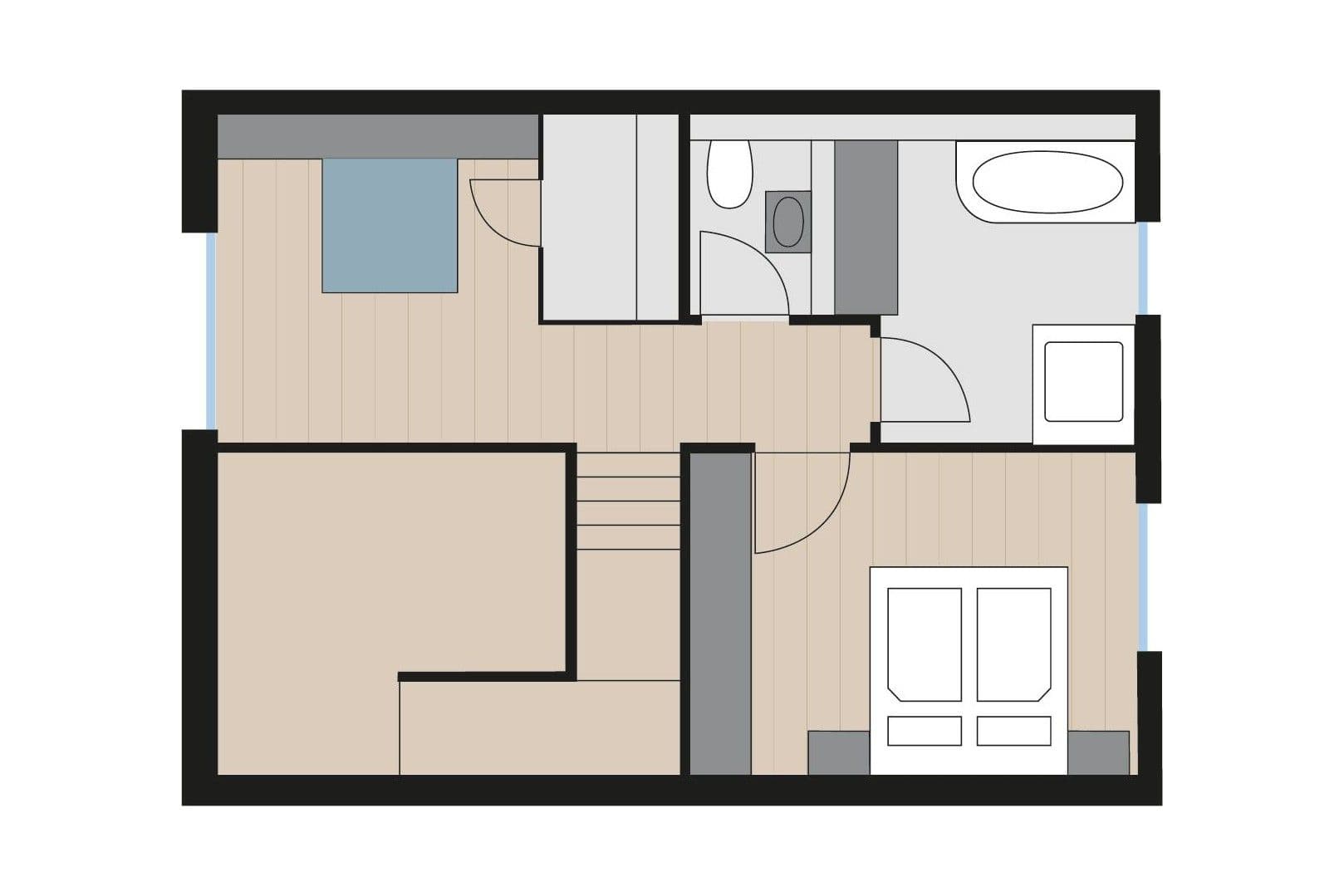 Grundriss Obergeschoss des Engel-Chalets im Engel Obertal