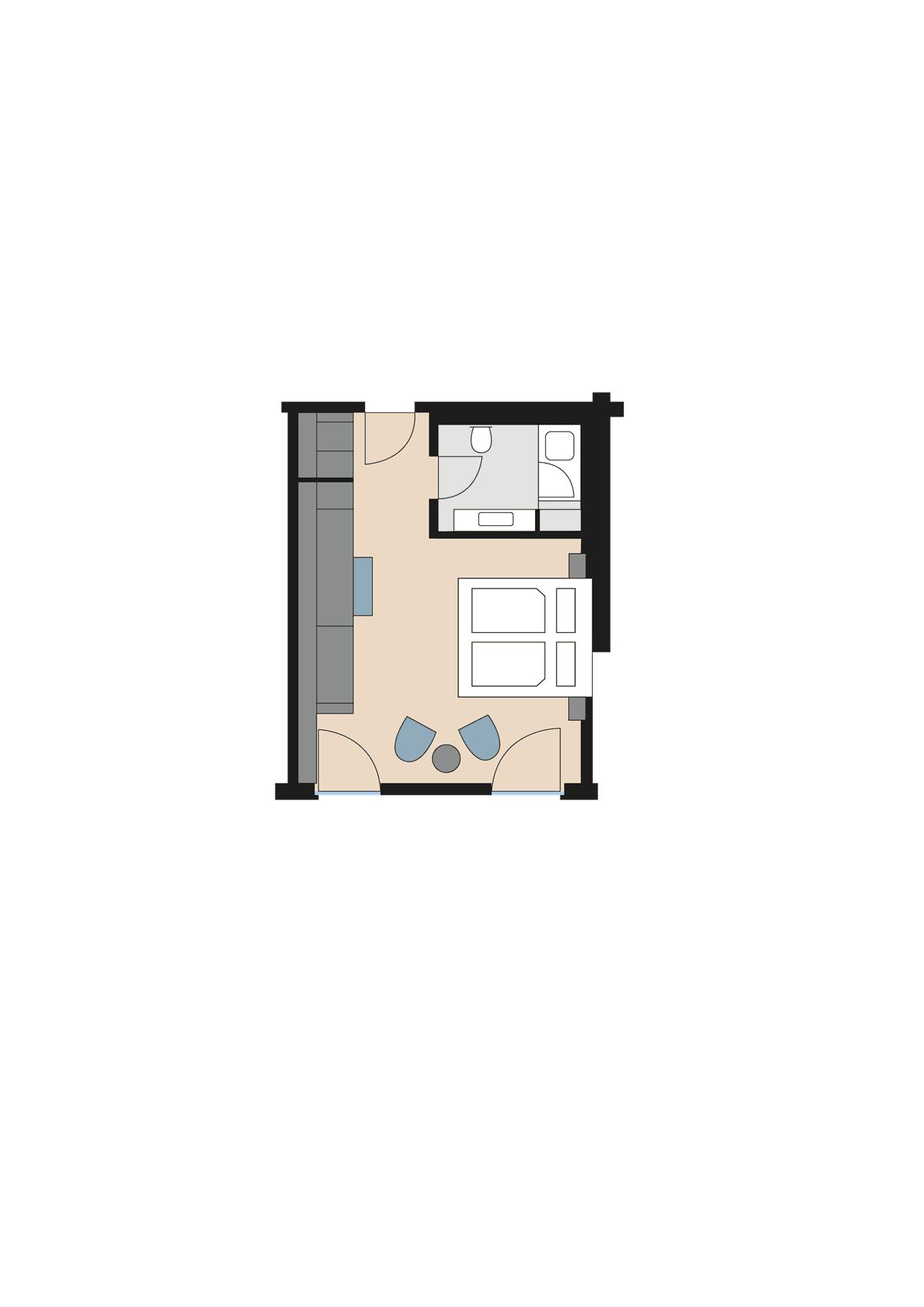 Grundriss Modernes Doppelzimmer und Modernes Superior Doppelzimmer (Buhlbachsaue)