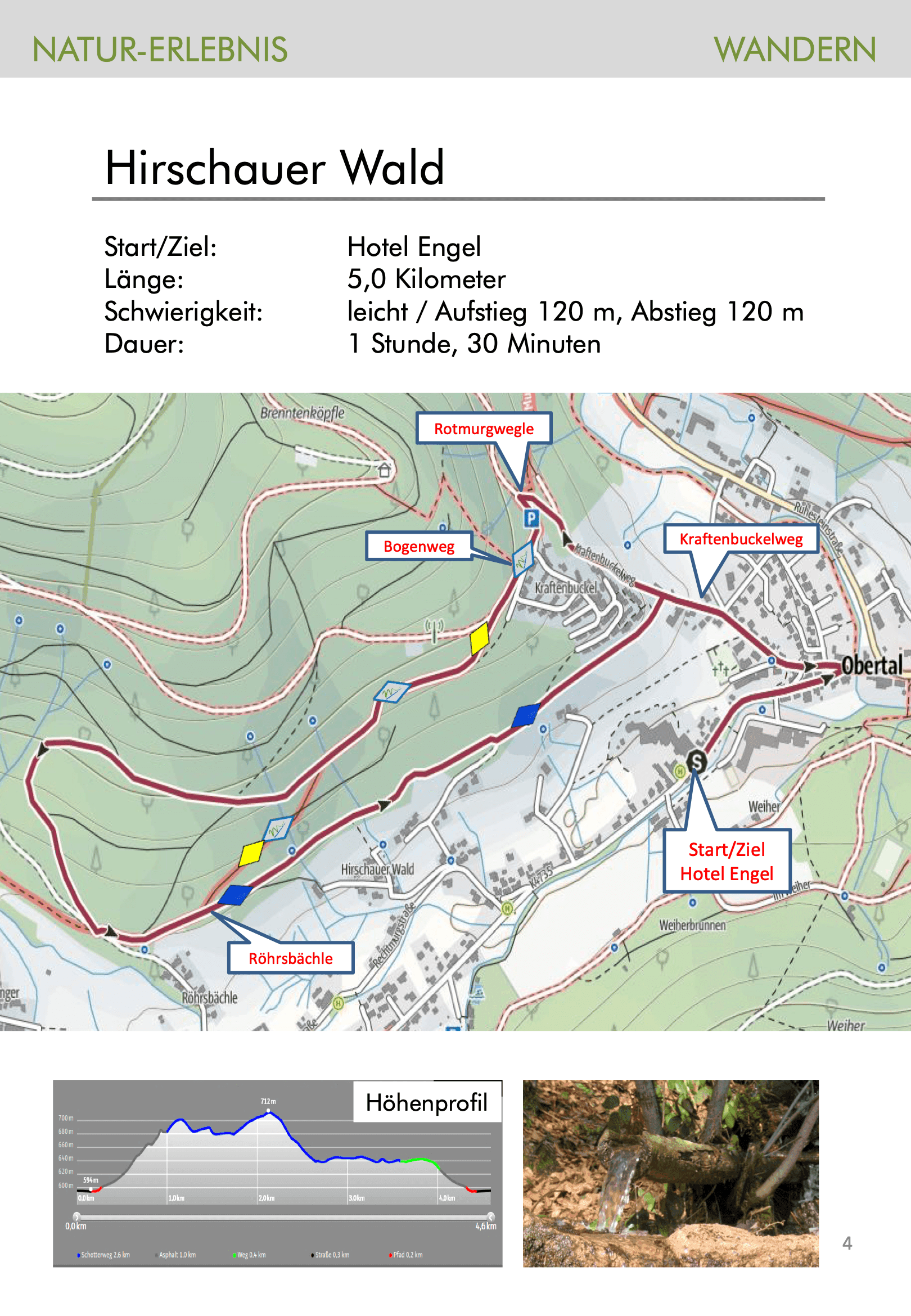 Wandertouren-Broschüre Seite 4: Tourenkarte Hirschauer Wald