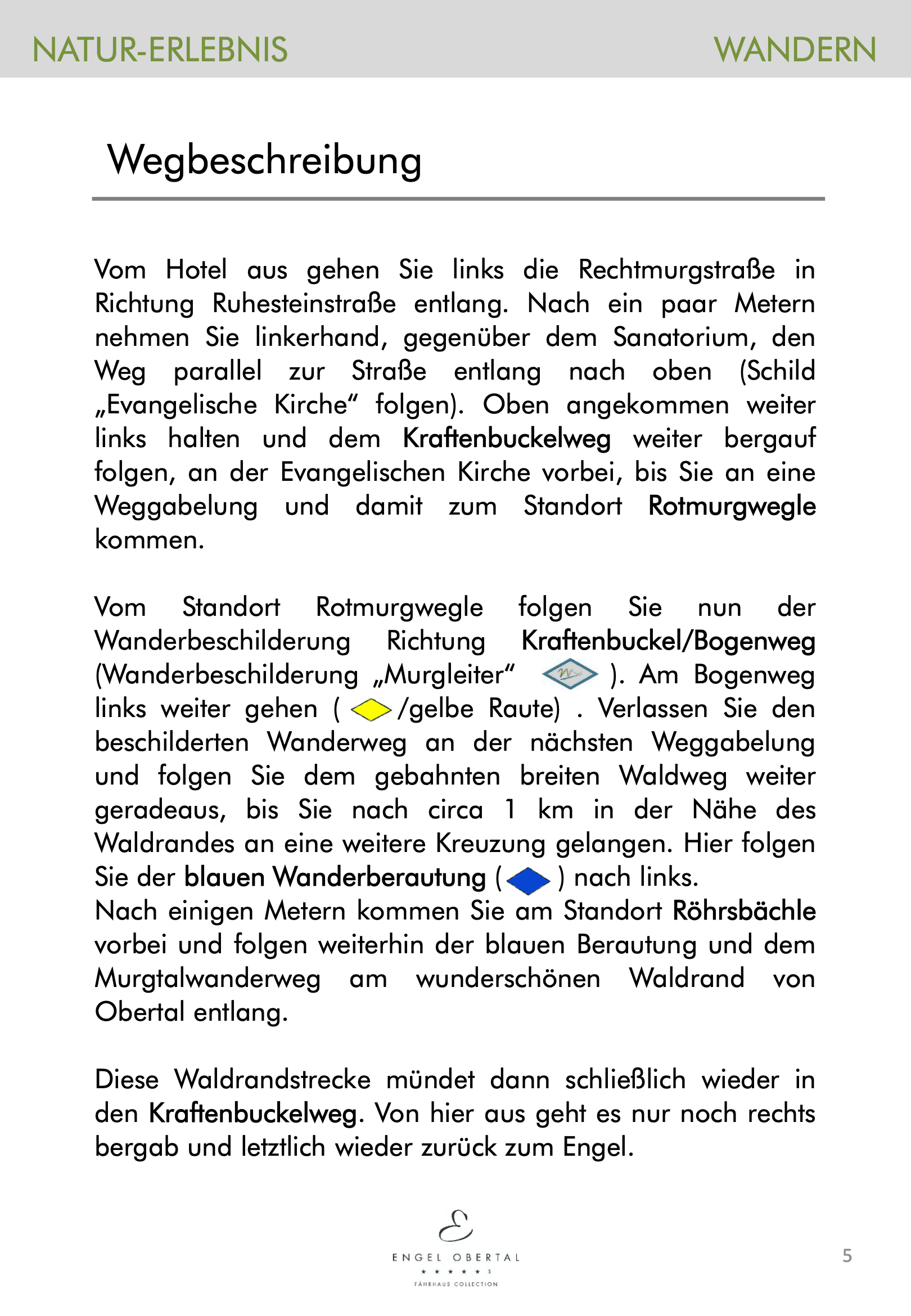 Wandertouren-Broschüre Seite 5: Wegbeschreibung Hirschauer Wald