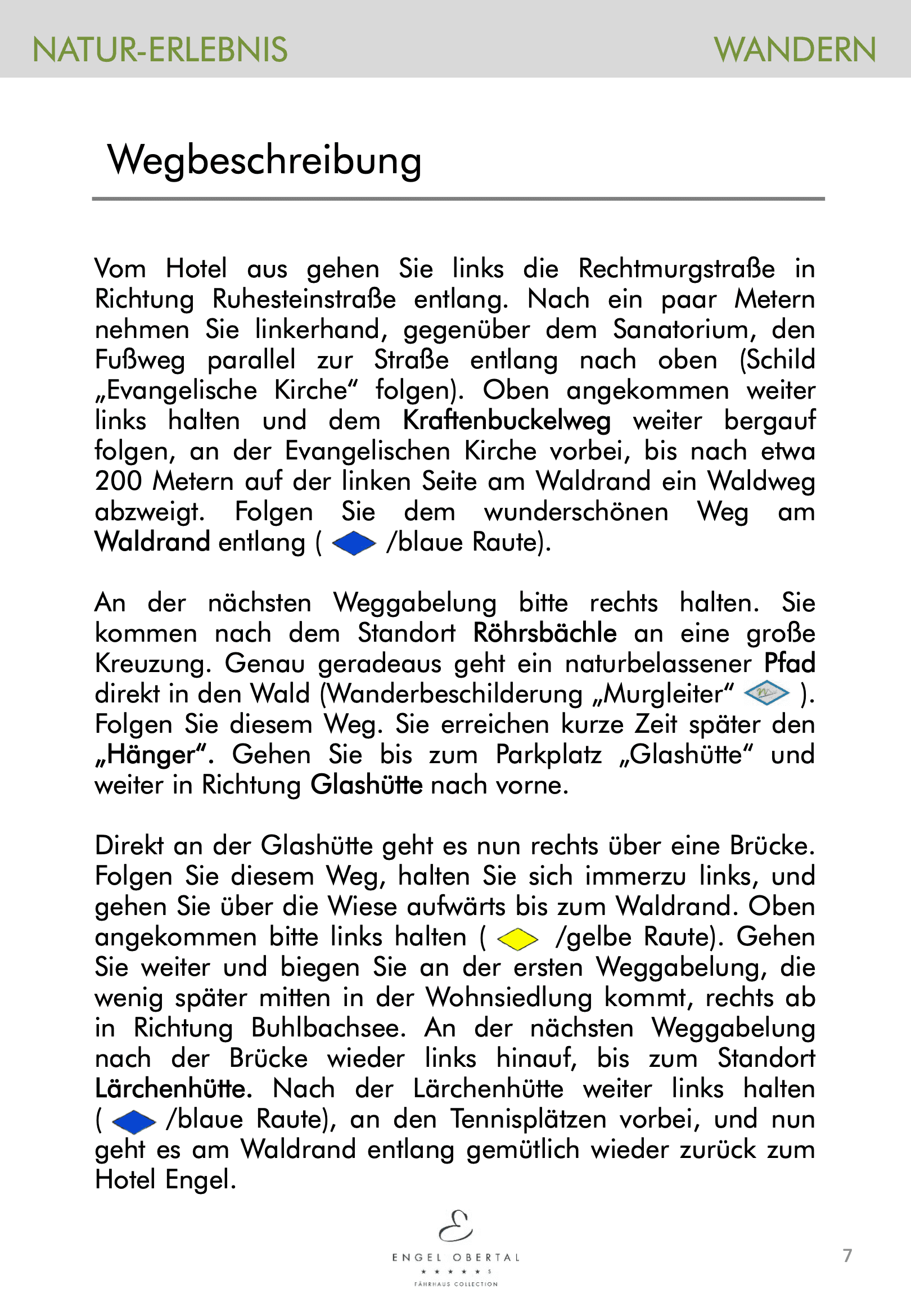 Wandertouren-Broschüre Seite 7: Wegbeschreibung Heilklimaweg Buhlbachtal