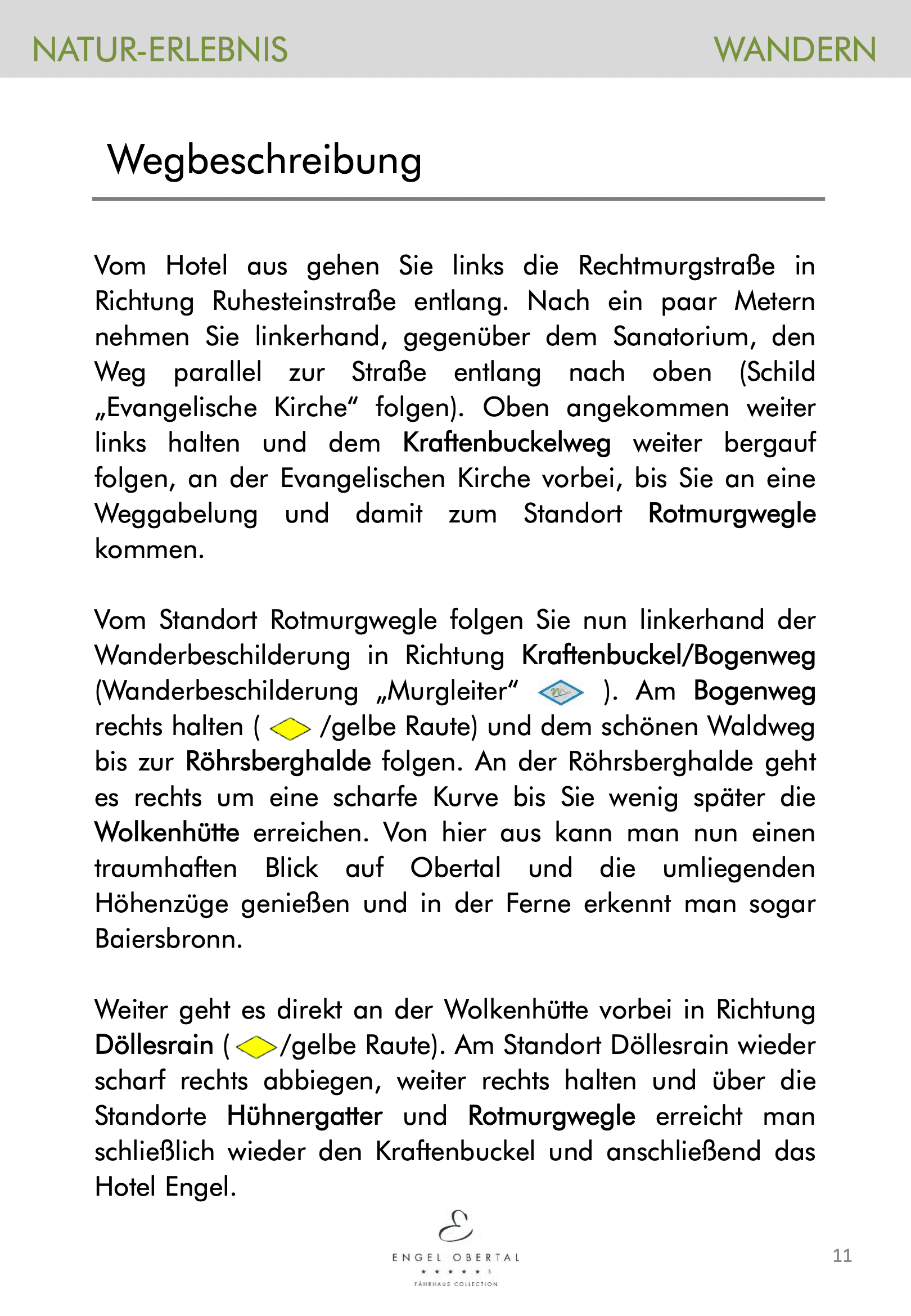 Wandertouren-Broschüre Seite 11: Wegbeschreibung Auf zur Wolkenhütte