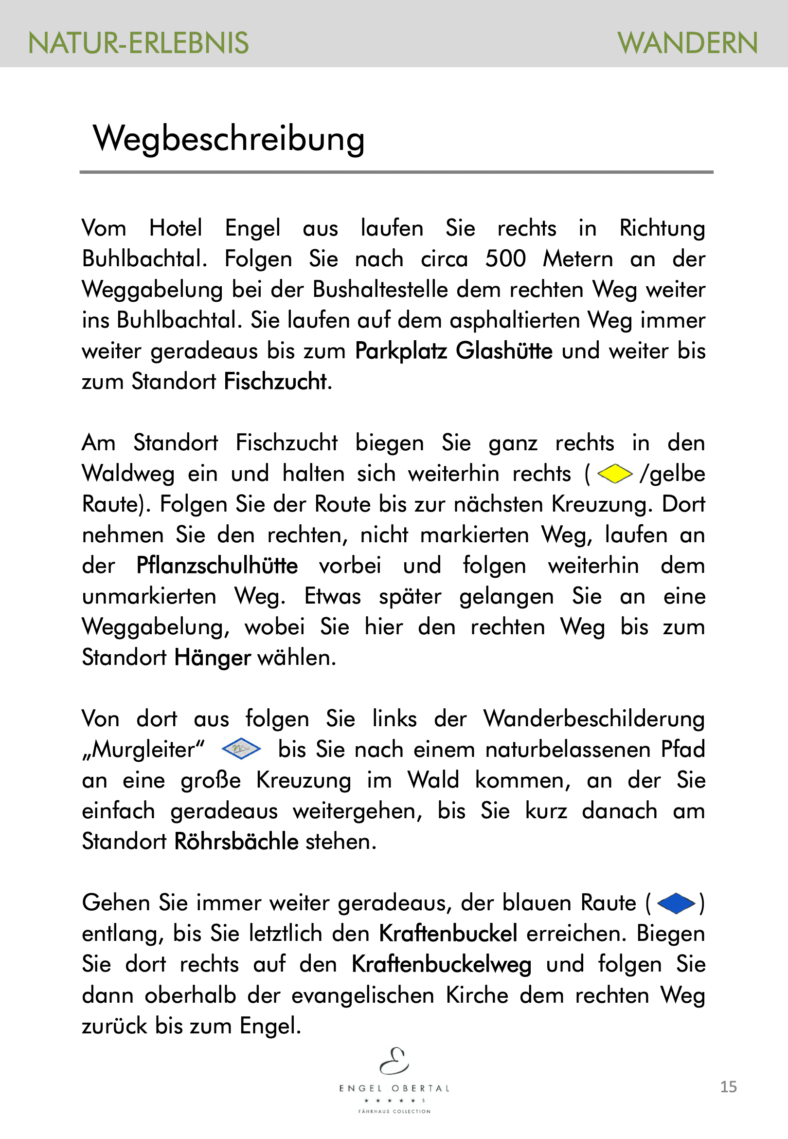 Wandertouren-Broschüre Seite 15: Wegbeschreibung Ins Buhlbachtal