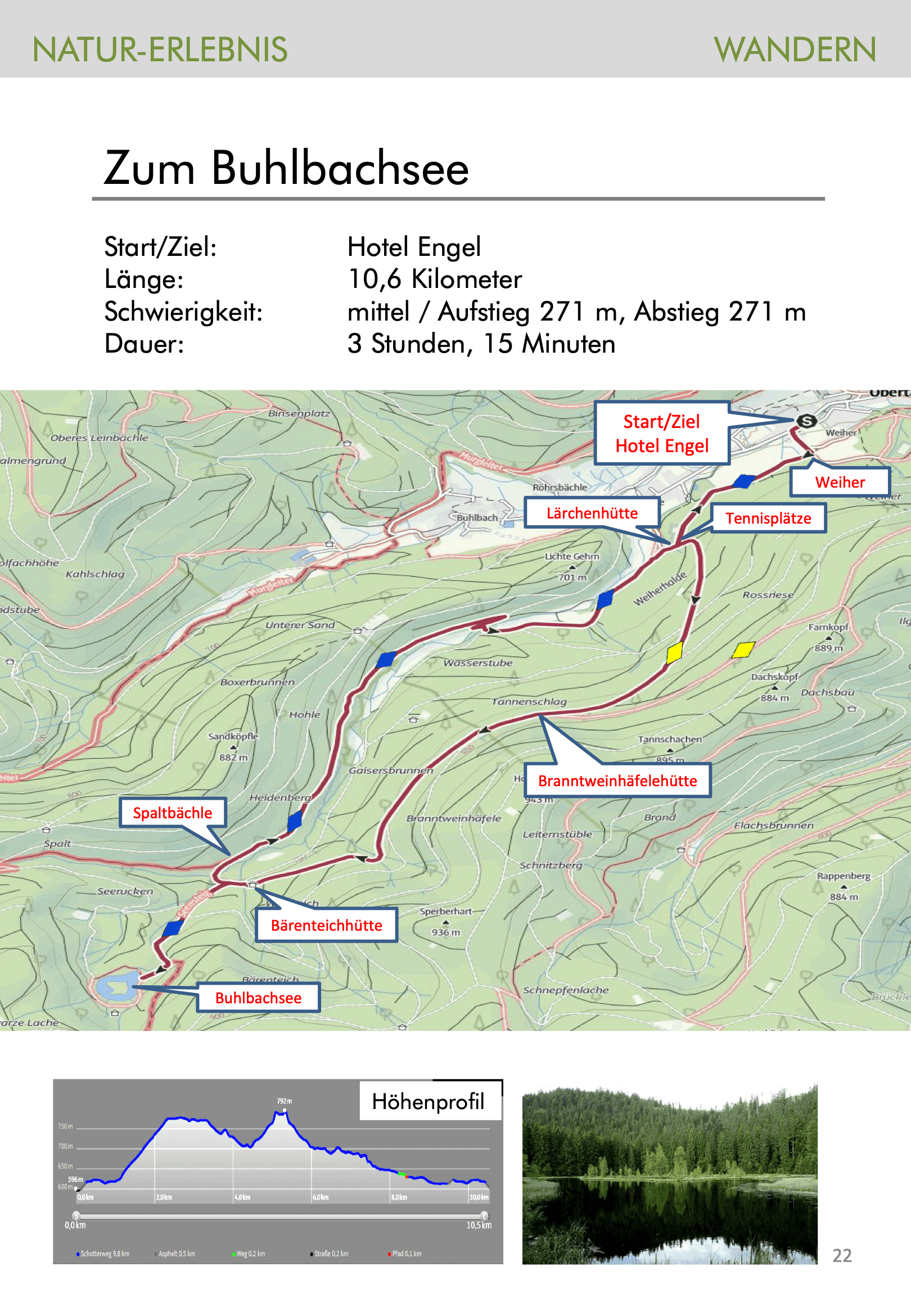 Wandertouren-Broschüre Seite 22: Tourenkarte Zum Buhlbachsee