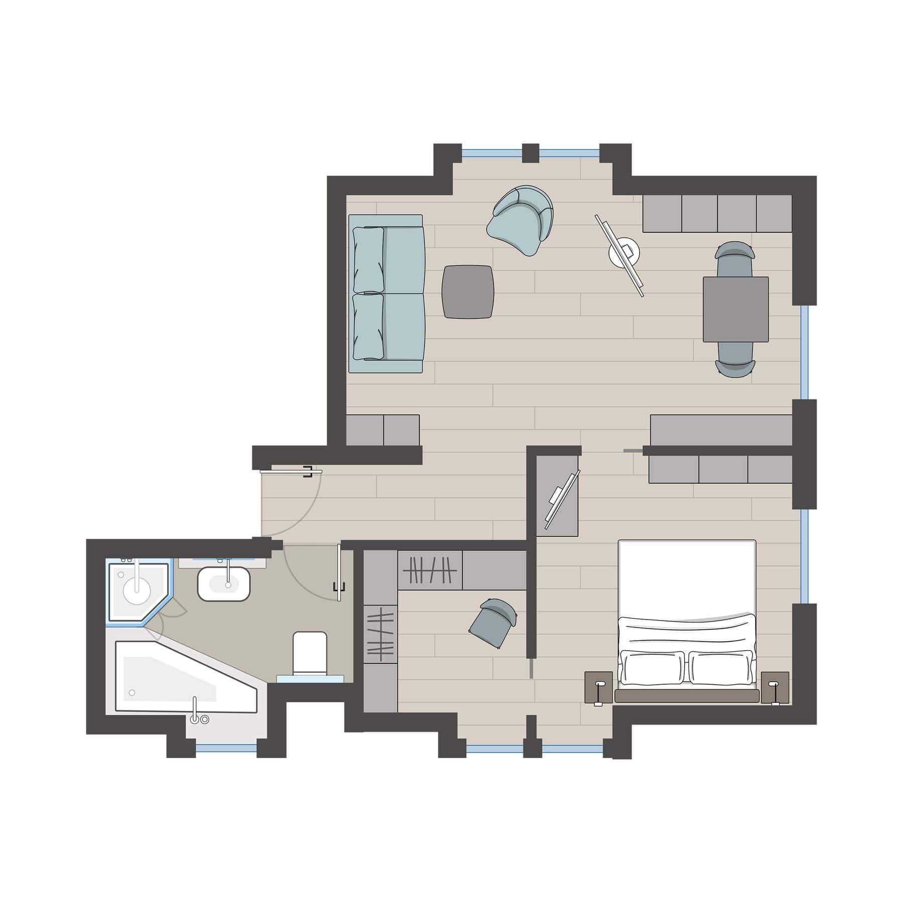 Grundriss Appartement Weidenröschen im Lüüvhoog, Keitum
